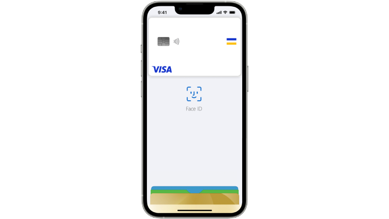 Visa card on the iPhone display